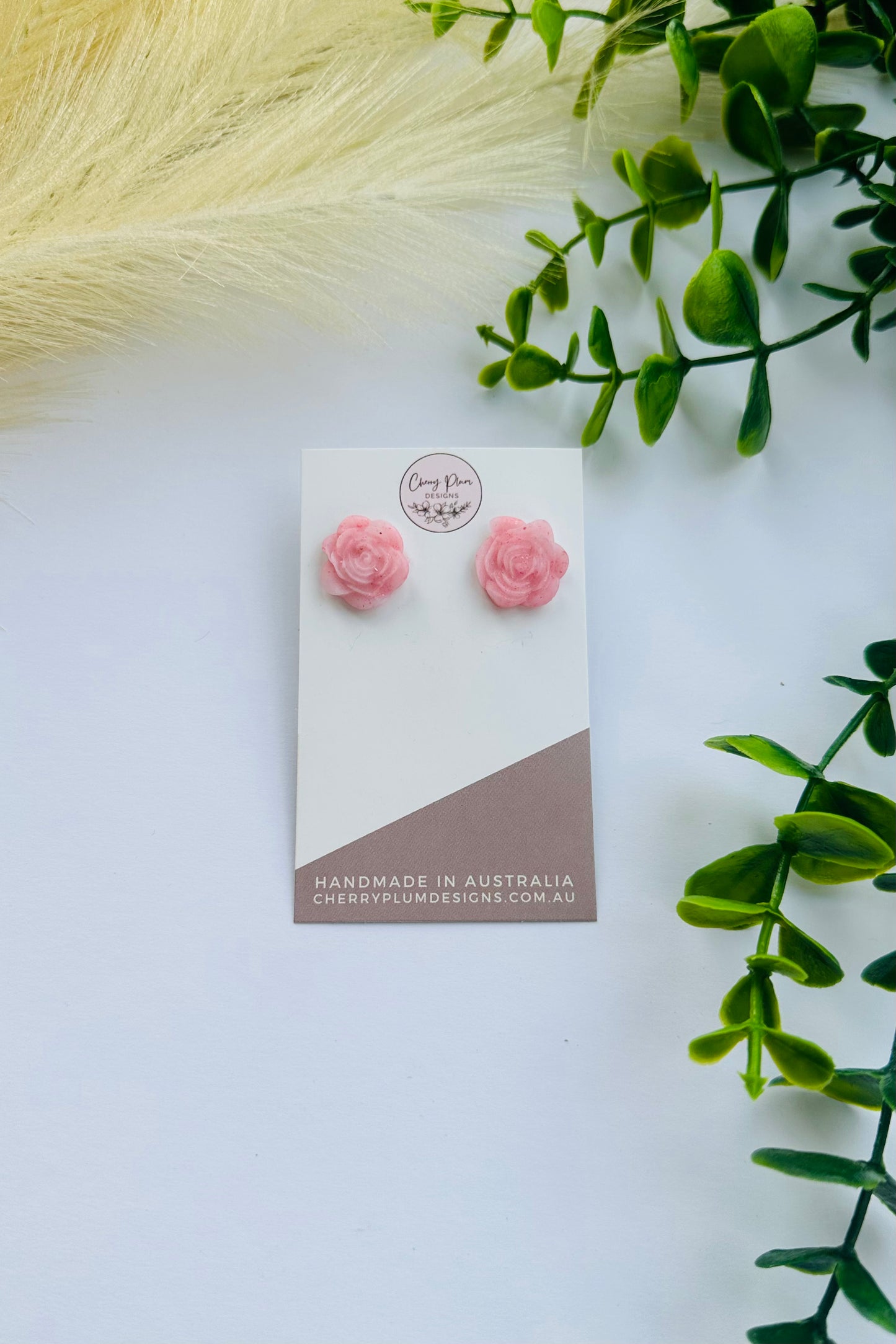 Rose Studs - Rose Quartz